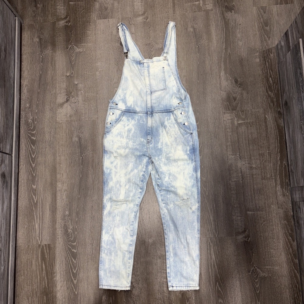 Current Elliott Women's Denim Size 2 Overalls Jumpsuit Acid Wash Distressed Jean